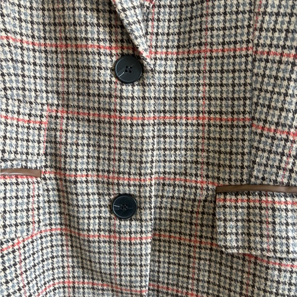 Ebossy Brown Plaid Tailored Blazer with Elbow Patches - Picture 5 of 12